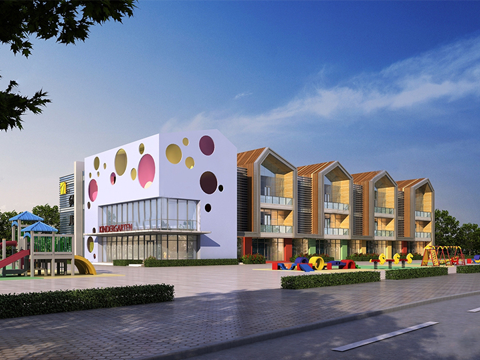 现代幼儿园建筑 现代学校建筑su模型