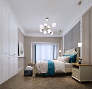  现代简约主卧室3d模型 