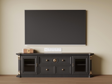 法式复古电视柜 边柜su模型