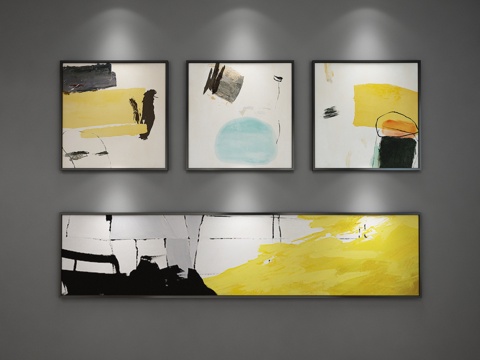  北欧客厅抽象装饰画 抽象画 装饰画 3D模型3d模型 