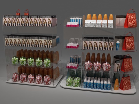  现代货架 展示架 商展柜架3d模型 