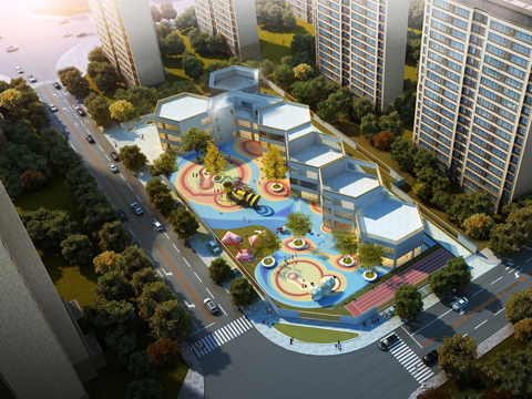 现代异形学校建筑su模型