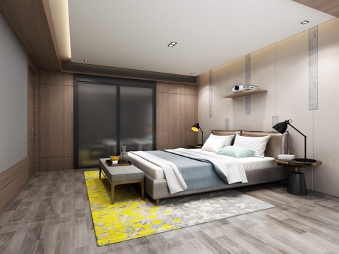  现代简约主卧室3d模型 