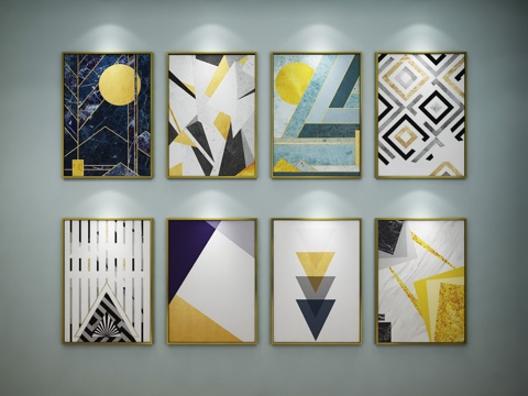  北欧几何抽象装饰画 抽象画 装饰画 画 3D模型3d模型 