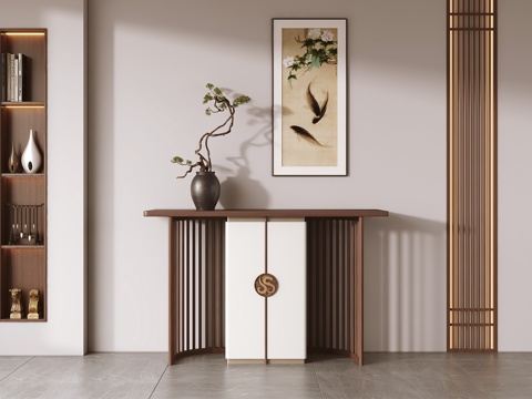 新中式端景台 条案su模型