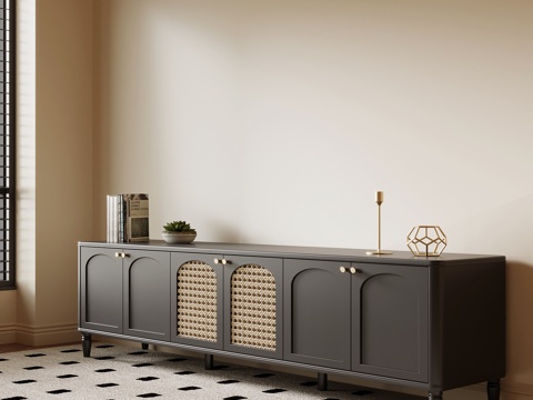 法式中古电视柜 边柜 矮柜su模型