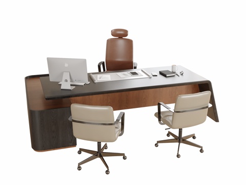 现代办公桌椅 班台桌椅 办公椅su模型