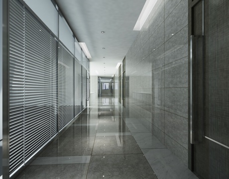  现代公司过道 3D模型 百叶帘3d模型 