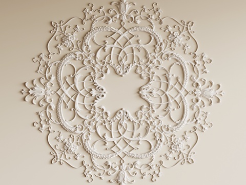 法式复古雕花灯盘su模型