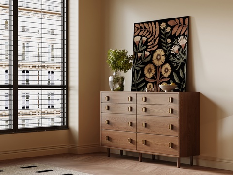 中古风玄关柜 端景柜 边柜su模型