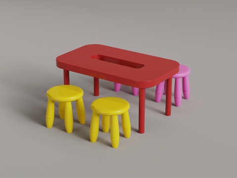  现代多巴胺桌椅 儿童桌椅3d模型 