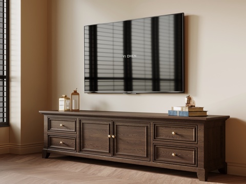 中古电视柜 复古电视柜 边柜su模型