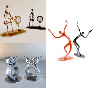  北欧桌面饰品铁艺螺丝摆件3d模型 