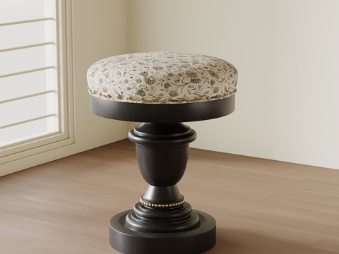 法式复古凳子 梳妆凳 换鞋凳su模型