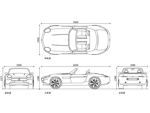 宝马 Z8 敞篷车 宝马Z8跑车 宝马Z8软顶敞篷 宝马经典cad施工图