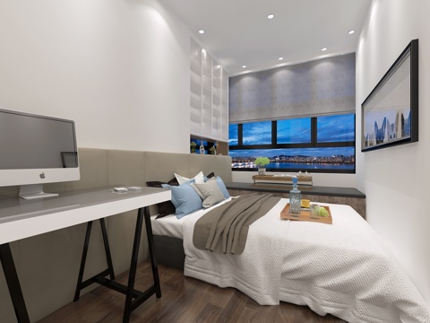  现代卧室 现代主卧 现代极简卧室3d模型 