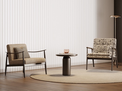  现代休闲椅 边几3d模型 