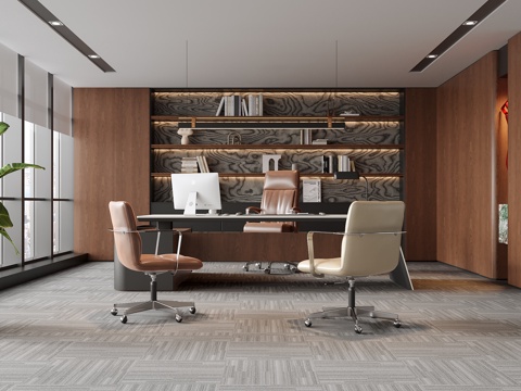 现代总经理办公室 老板办公室su模型