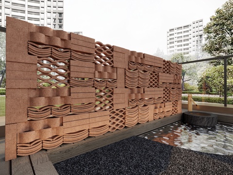 复古艺术红砖墙su模型