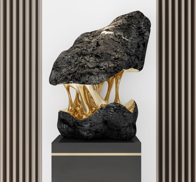  新中式现代石头雕塑装饰品3d模型 