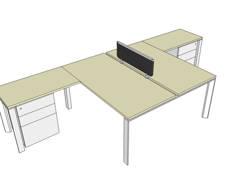 办公工位 文件柜 办公家具 工位 办公室 屏风工位su模型