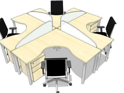 办公工位 文件柜 办公家具 工位 办公室 屏风工位su模型