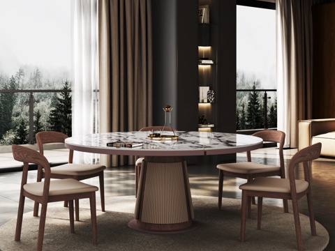  现代餐厅 高级餐厅 轻奢3d模型 