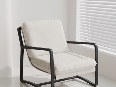 现代复古单人沙发 休闲沙发su模型