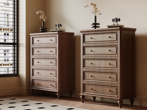 法式中古风斗柜 边柜su模型