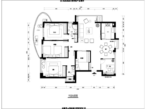 最新4室一厅家装样板间施工图合集cad施工图