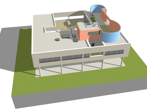 现代风格萨伏伊别墅建筑su模型