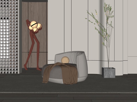 现代休闲椅su模型