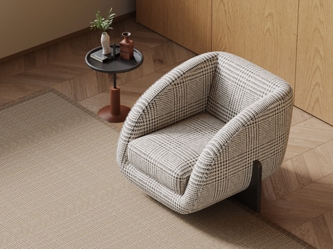 现代中古风沙发 单人休闲沙发3d模型