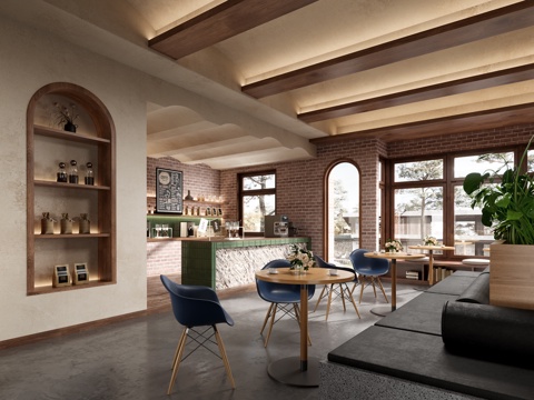  古风咖啡厅3d模型 