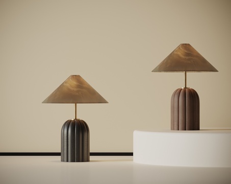 现代中古风台灯su模型