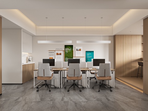  现代办公室3d模型 