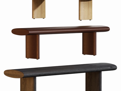 现代中古条凳床尾凳su模型