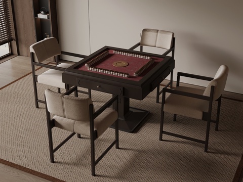 新中式麻将桌 娱乐桌su模型