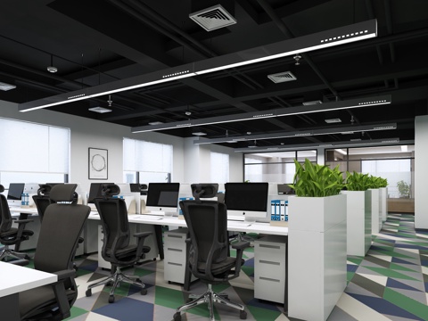  现代办公室3d模型 
