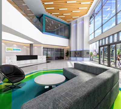  现代大厅前台 挑空 吧台沙发3d模型 