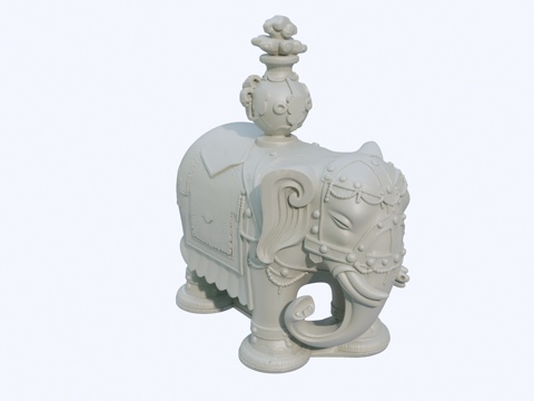 大象驮宝瓶雕塑su模型