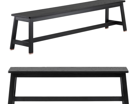  中古风木质长凳 沙发凳3d模型 