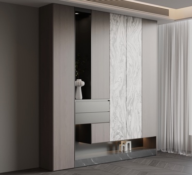 现代意式玄关柜 入户鞋柜su模型