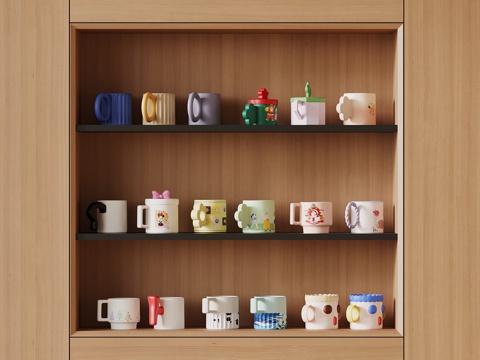 现代杯子 马克杯 卡通杯su模型