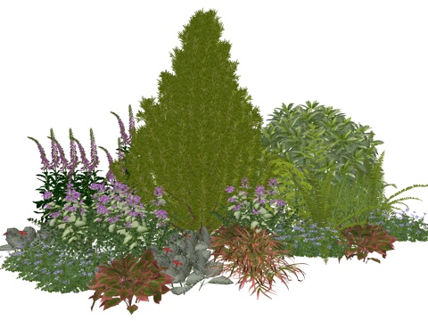现代景观植物组合su模型