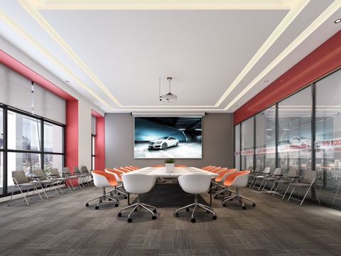  现代会议室和办公室3d模型 