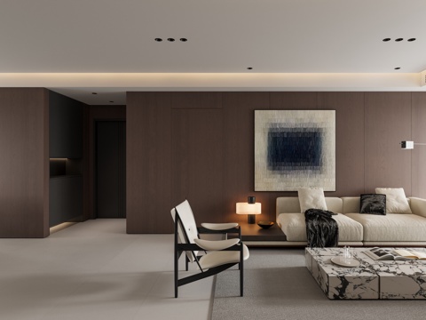  意式简约客餐厅 大平层 现代简约客餐厅3d模型 