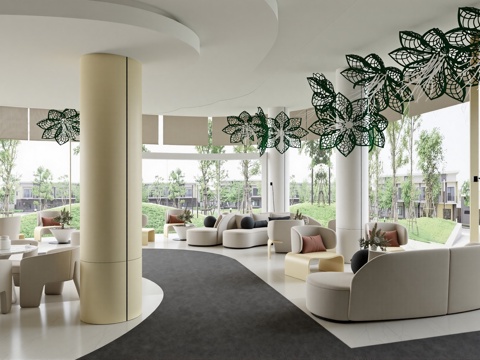 现代轻奢售楼部大堂su模型