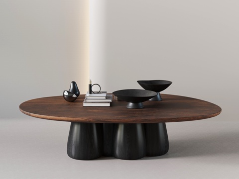  侘寂中古茶几 新中式茶几3d模型 