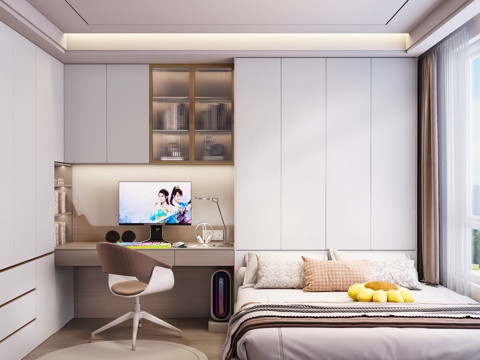  现代卧室榻榻米3d模型 